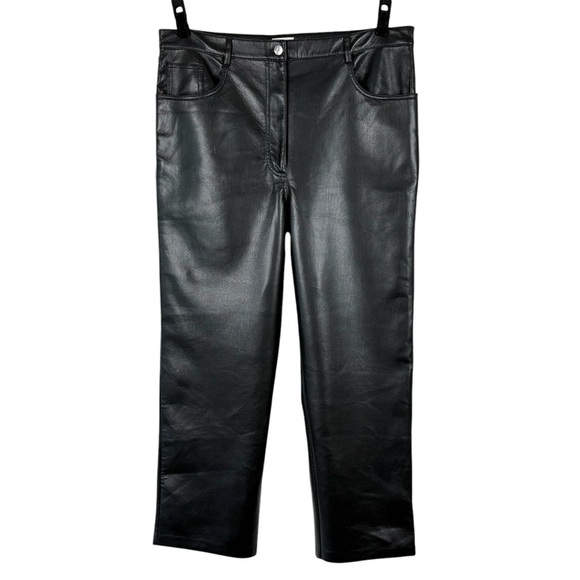 Aritzia Wilfred Black The Melina Pant Sz 16 Crop Faux Leather - Picture 2 of 13